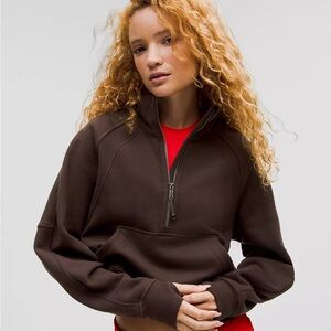 Scuba Oversized Half-Zip Hoodie - Size M/L - Espresso Color